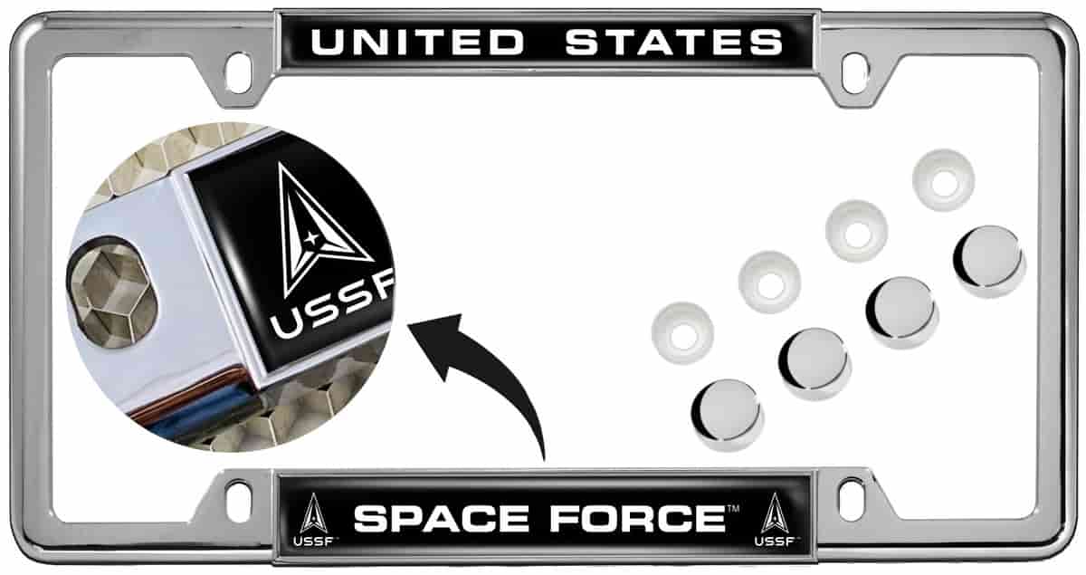 U.S. Space Force - Car Metal License Plate Frame (BW)